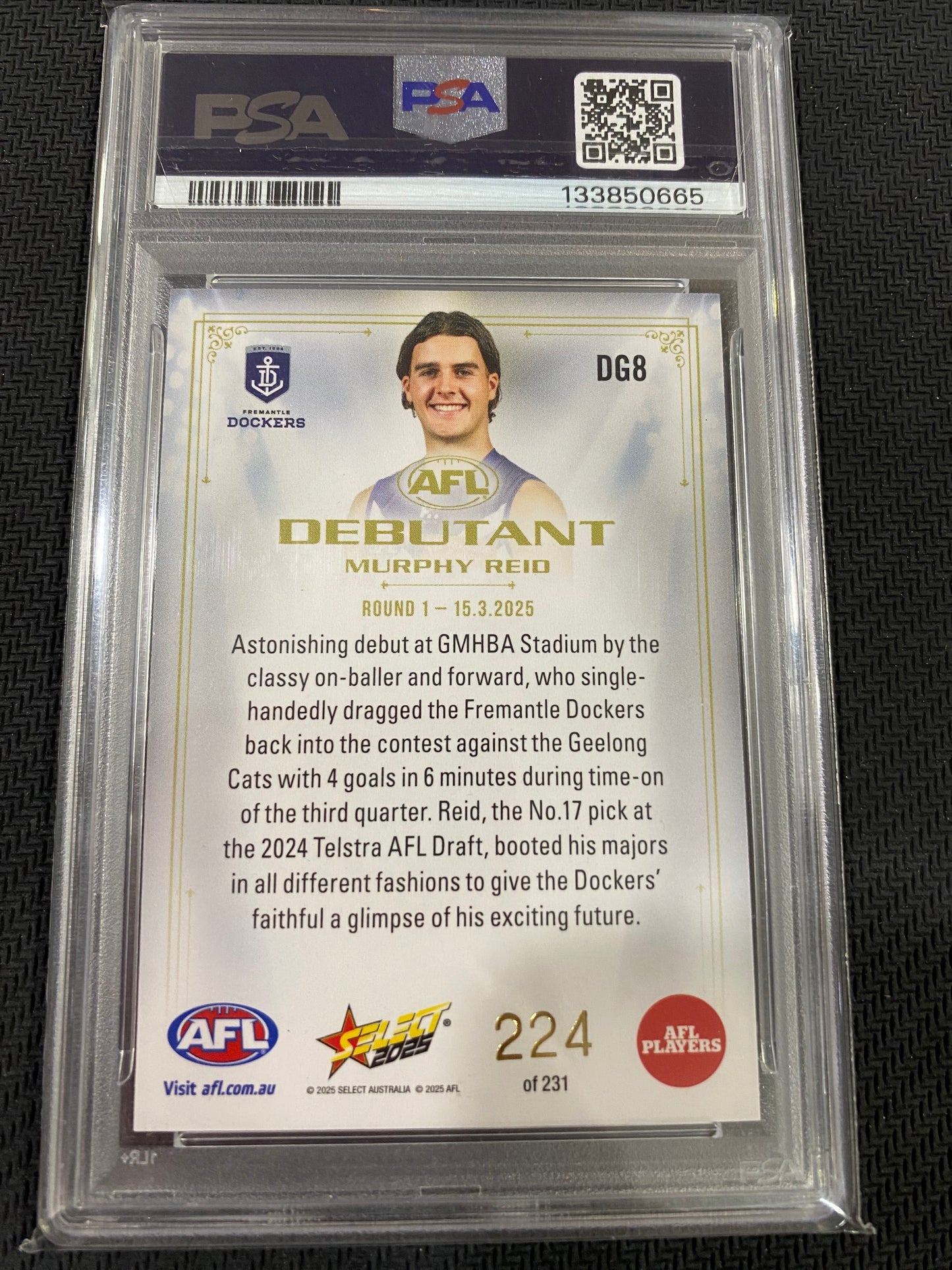 2026 AFL Select - Murphy Reid - PSA 8 - Debutant 224/231