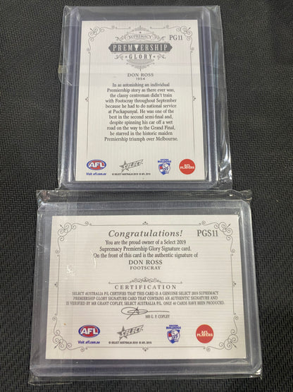 2019 AFL Select - Bundle - Don Ross - Premiership Glory Insert 08/40 & Premiership Glory Signature 08/40