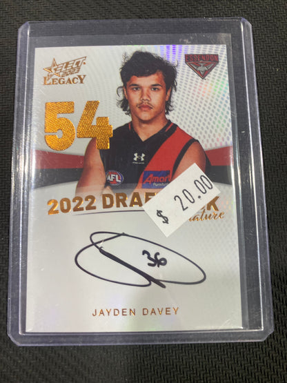 2023 AFL Select Legacy Ultimate - Jayden Davey - Draft Pick Signature Copper 128/175