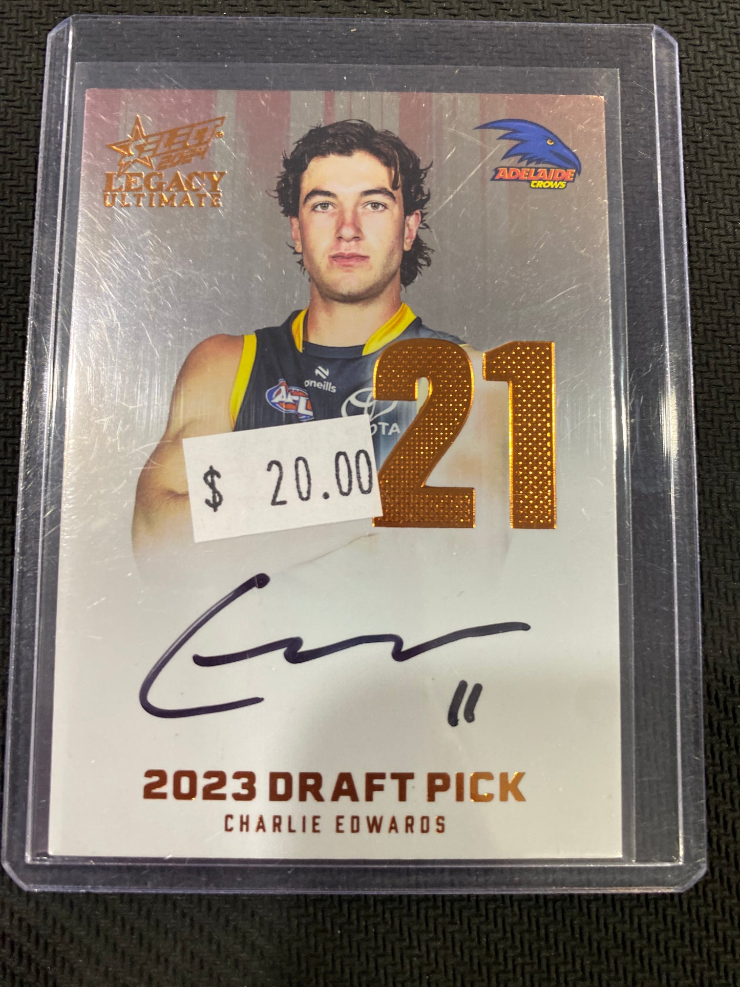 2024 AFL Select Legacy Ultimate - Charlie Edwards - Draft Pick Signature Copper 171/175