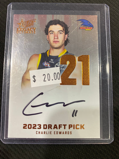 2024 AFL Select Legacy Ultimate - Charlie Edwards - Draft Pick Signature Copper 171/175