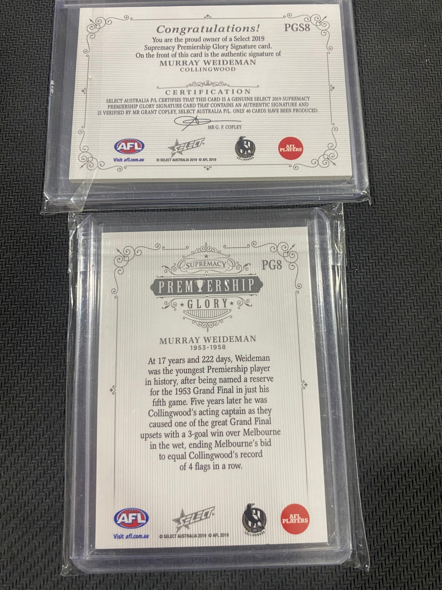 2019 AFL Select - Bundle - Murray Weideman - Premiership Glory Insert 16/40 & Premiership Glory Signature 40/40