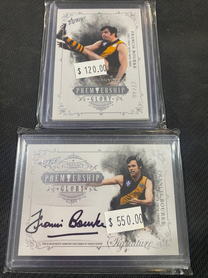 2019 AFL Select Supremacy - Bundle - Francis Bourke - Premiership Glory Insert 27/40 & Premiership Glory Signature 07/40