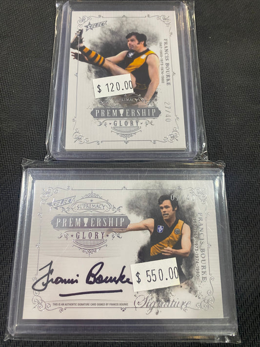 2019 AFL Select Supremacy - Bundle - Francis Bourke - Premiership Glory Insert 27/40 & Premiership Glory Signature 07/40