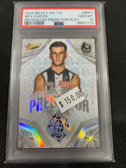 2024 AFL Select - Nick Daicos - PSA 10 - Brownlow Predictor Platinum 04/60
