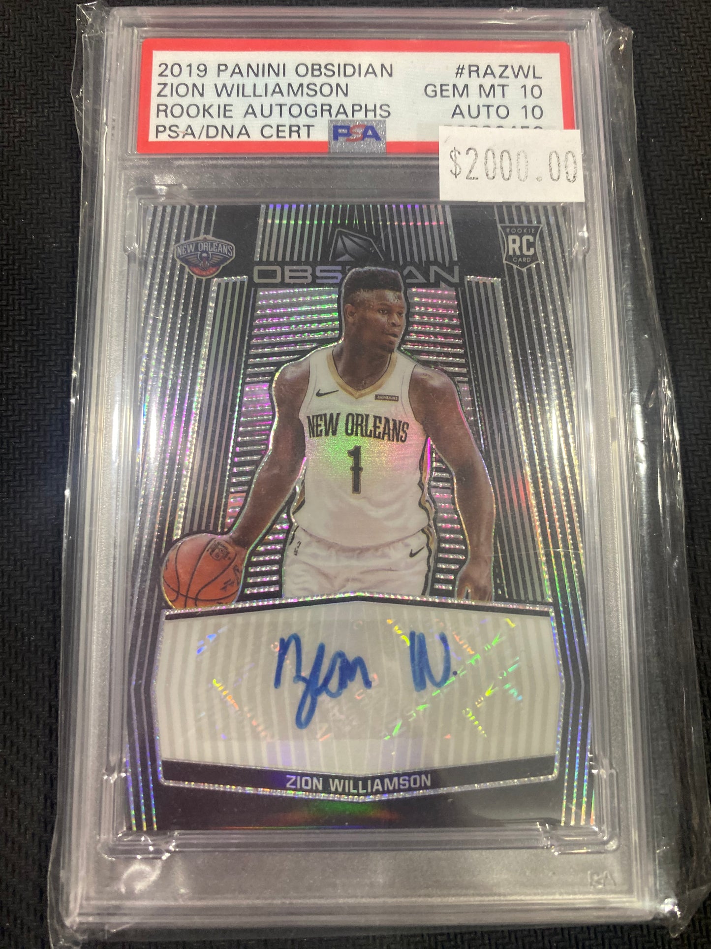 2020 NBA Panini Obsidian - Zion Williamson - PSA 10 - Auto 10 - POP 1 - Rookie Autograph 32/75