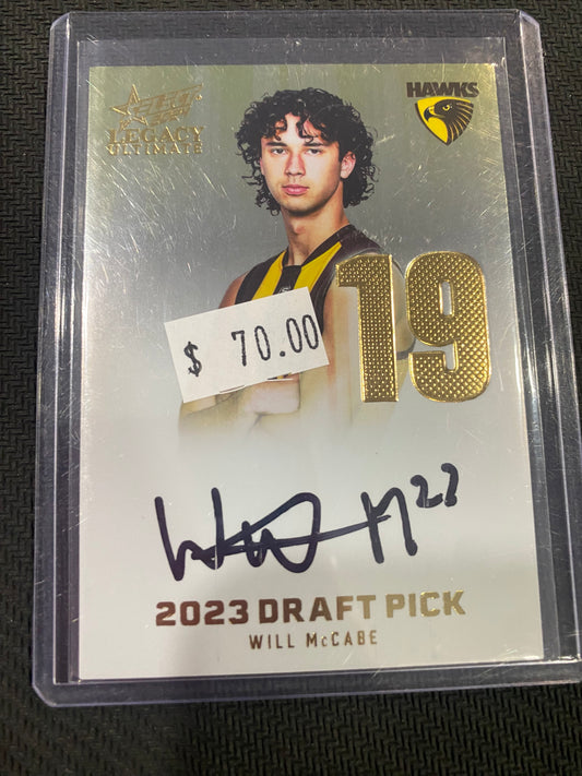 2024 AFL Select Legacy Ultimate - Will McCabe - Draft Pick Signature Gold 56/95
