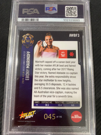 2024 AFLW Select - Ebony Marinoff - PSA 9 - Hilites/Rising Stars & Best and Fairest 45/116