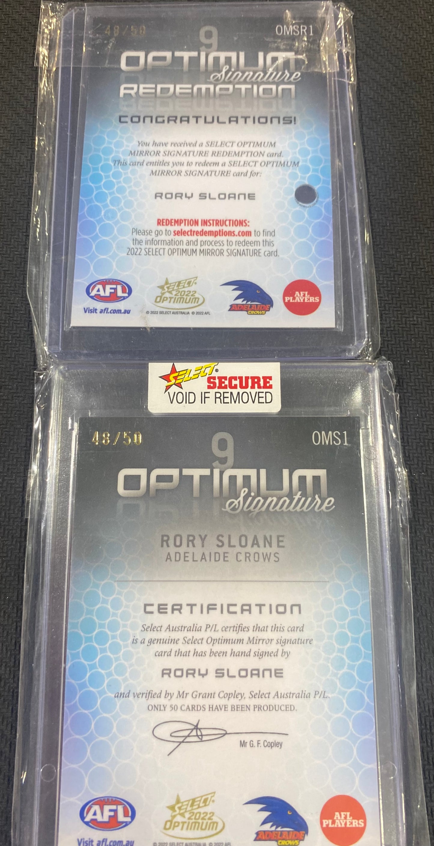 2022 AFL Select Optimum - Rory Sloane - Optimum Signature 48/50