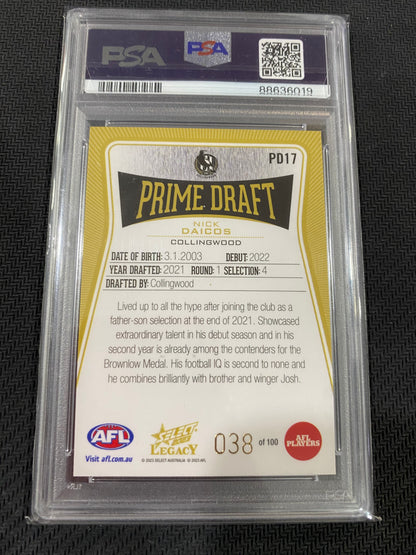 2023 AFL Select - Nick Daicos - PSA 9 - Prime Draft 38/100