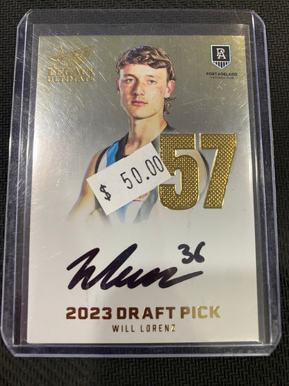 2024 AFL Select Legacy Ultimate - Will Lorenz - Draft Pick Signature Gold 70/85