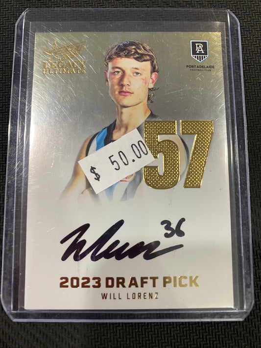 2024 AFL Select Legacy Ultimate - Will Lorenz - Draft Pick Signature Gold 70/85