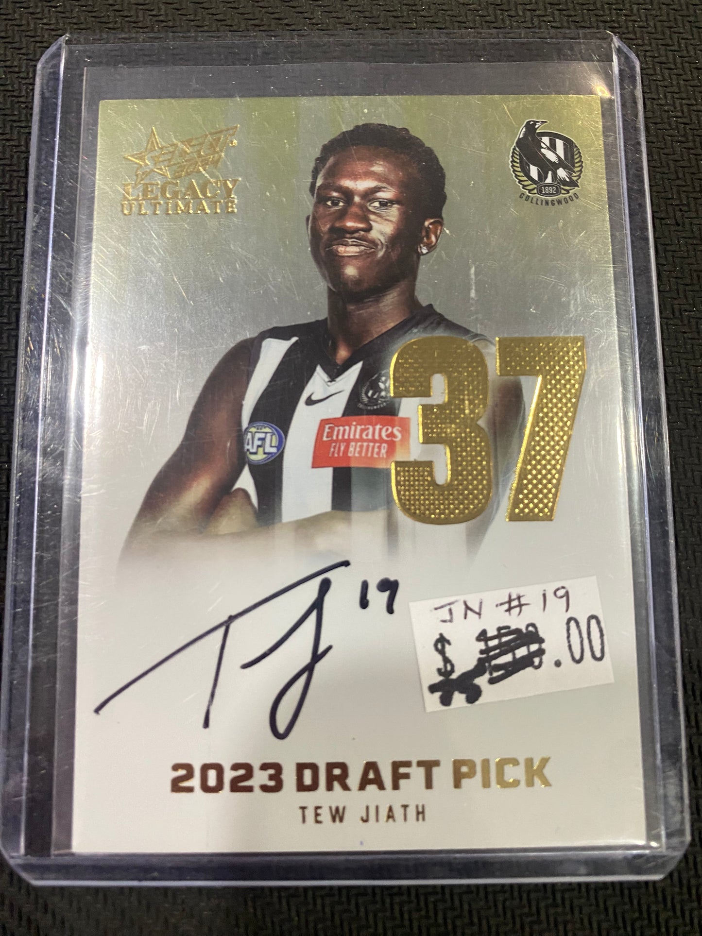 2024 AFL Select Legacy Ultimate - Tew Jiath - Draft Pick Signature Gold JUMPER NUMBER 19/85