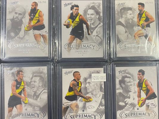 2019 AFL Select Supremacy 6 Card Team Set /90 - Martin, Cotchin, Rioli, Houli, Rance and Riewoldt