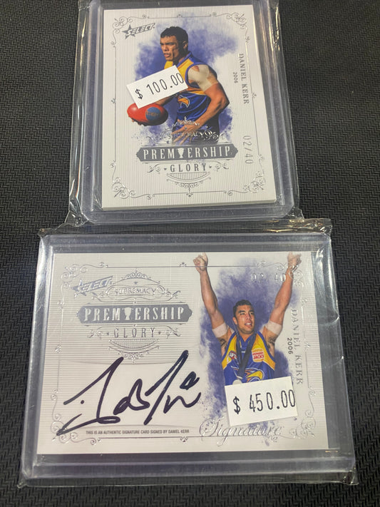 2019 AFL Select Supremacy - Bundle - Daniel Kerr - Premiership Glory Insert 02/40 & Premiership Glory Signature 02/40