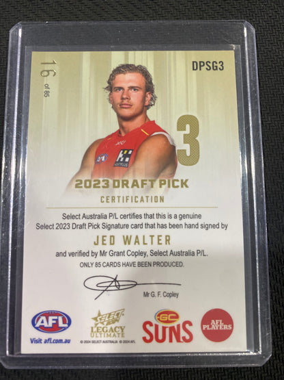 2024 AFL Select Legacy Ultimate - Jed Walter - Draft Pick Signature Gold 16/85