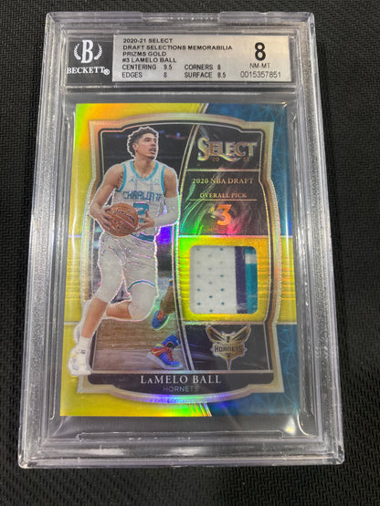 2021 Panini Select - Lamelo Ball - Rookie Draft Selections Memorabilia Gold Patch 04/10
