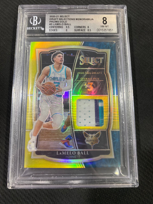 2021 Panini Select - Lamelo Ball - Rookie Draft Selections Memorabilia Gold Patch 04/10