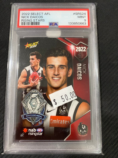 2022 AFL Select - Nick Daicos - PSA 9 - Rising Stars 1343/1729