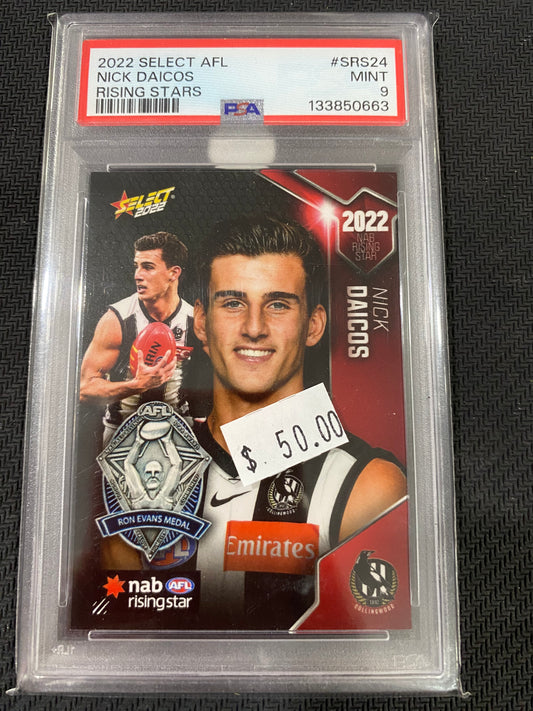 2022 AFL Select - Nick Daicos - PSA 9 - Rising Stars 1343/1729