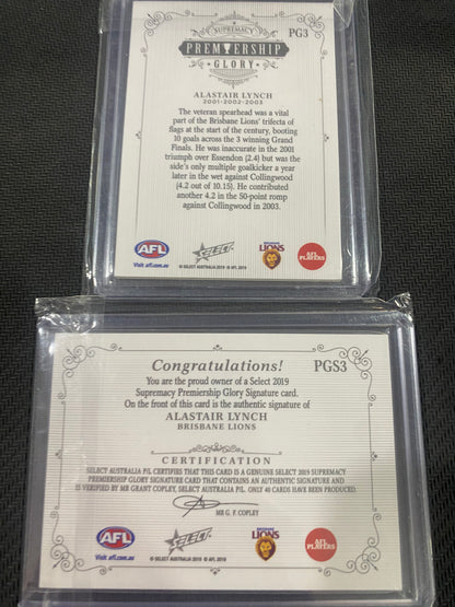 2019 AFL Select Supremacy - Bundle - Alastair Lynch - Premiership Glory Insert 30/40 & Premiership Glory Signature 30/40