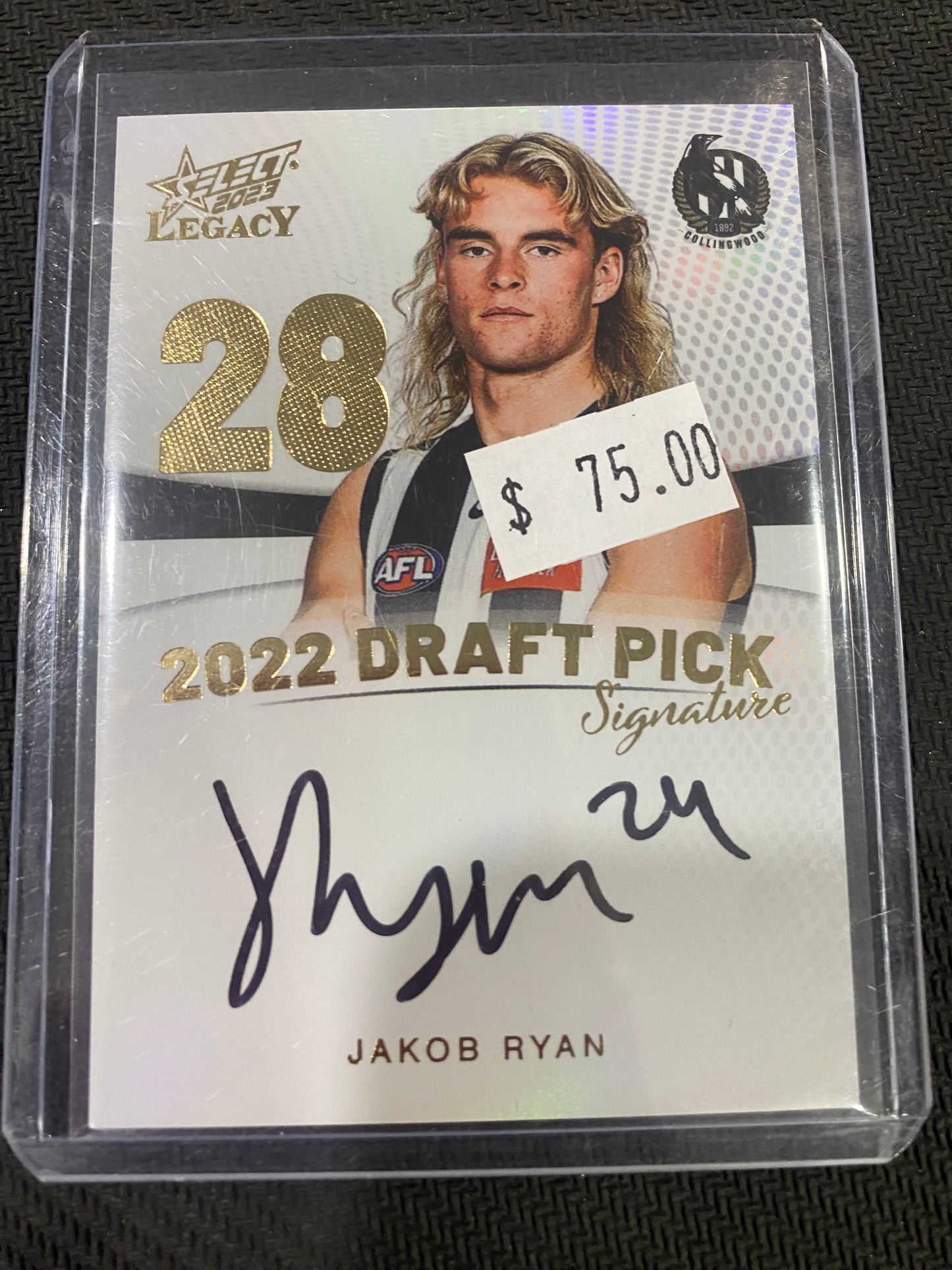 2024 AFL Select Legacy - Jakob Ryan - Draft Pick Signature Gold 81/90