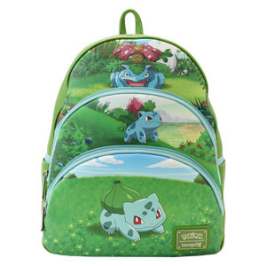 LOUNGEFLY - Pokemon - Bulbasaur Evolutions 12” Faux Leather Backpack