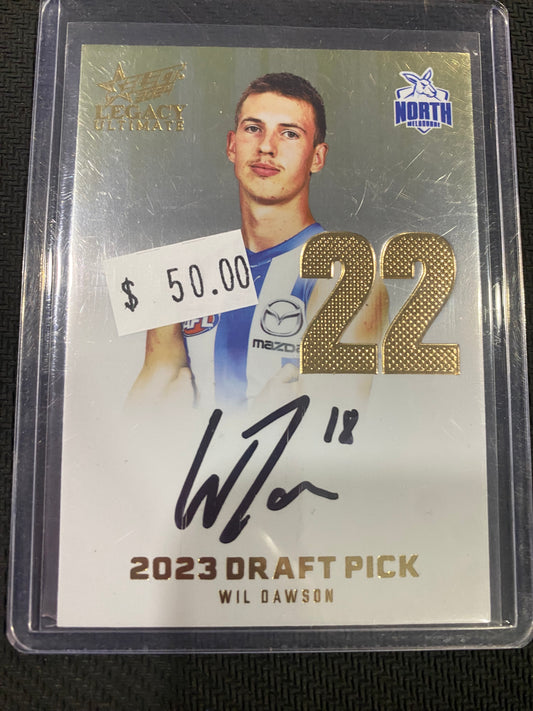 2024 AFL Select Legacy Ultimate - Wil Dawson - Draft Pick Signature Gold 09/85