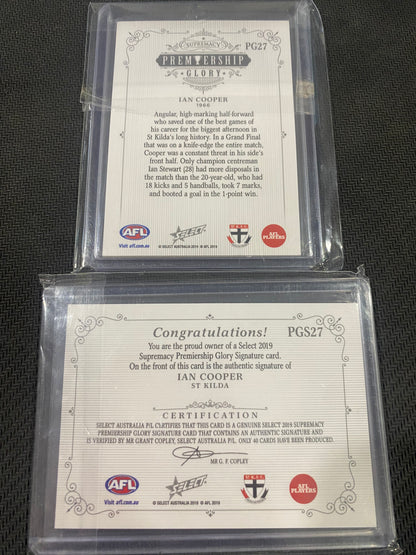 2019 AFL Select Supremacy - Bundle - Ian Cooper - Premiership Glory Insert 38/40 & Premiership Glory Signature 09/40