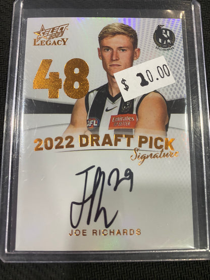 2023 AFL Select Legacy - Joe Richards - Draft Pick Signature Copper 063/175