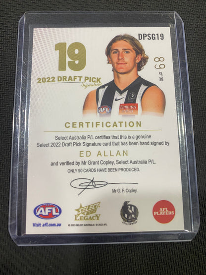 2023 AFL Select Legacy - Ed Allen - Draft Pick Signature Gold 89/90