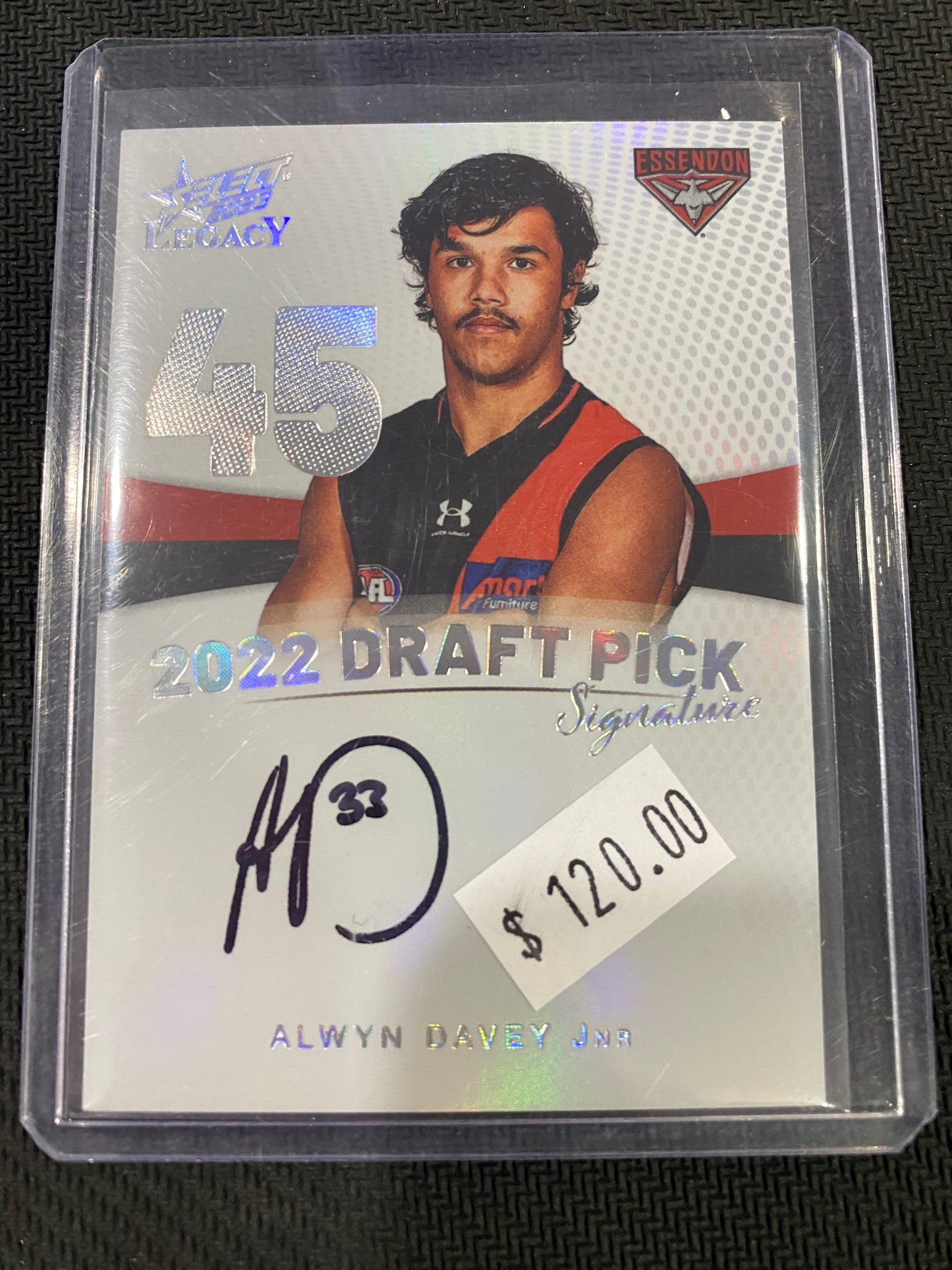 2023 AFL Select Legacy - Alwyn Davey Jnr - Draft Pick Signature Platinum 04/40
