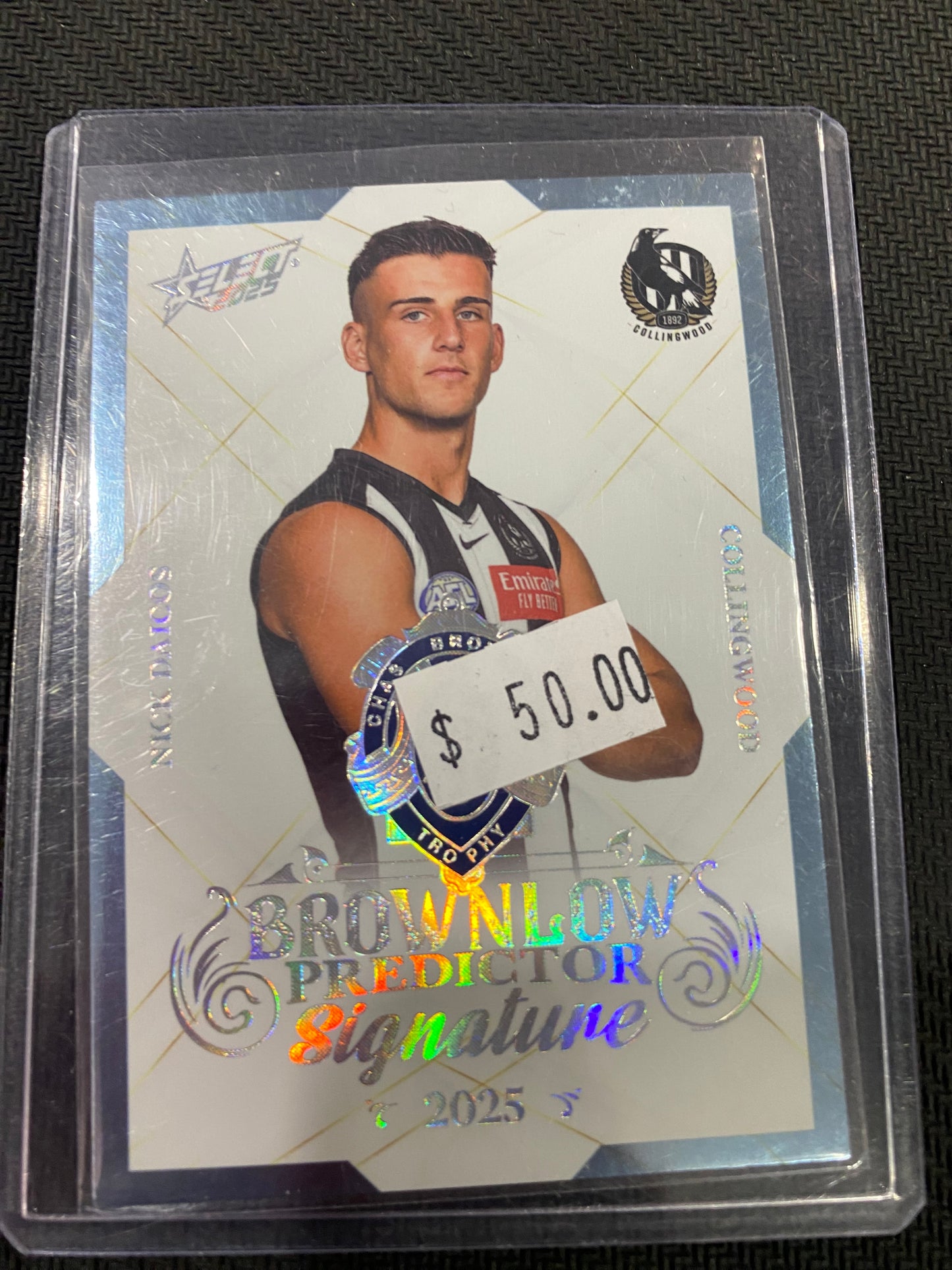 2025 AFL Select - Nick Daicos - Brownlow Predictor Signature Platinum 50/60
