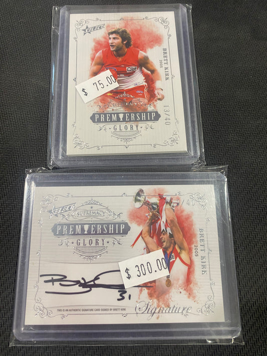 2019 AFL Select Supremacy - Bundle - Brett Kirk - Premiership Glory Insert 13/40 & Premiership Glory Signature 19/40