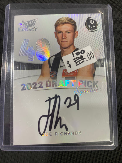 2023 AFL Select Legacy - Joe Richards - Draft Pick Signature Platinum 09/40