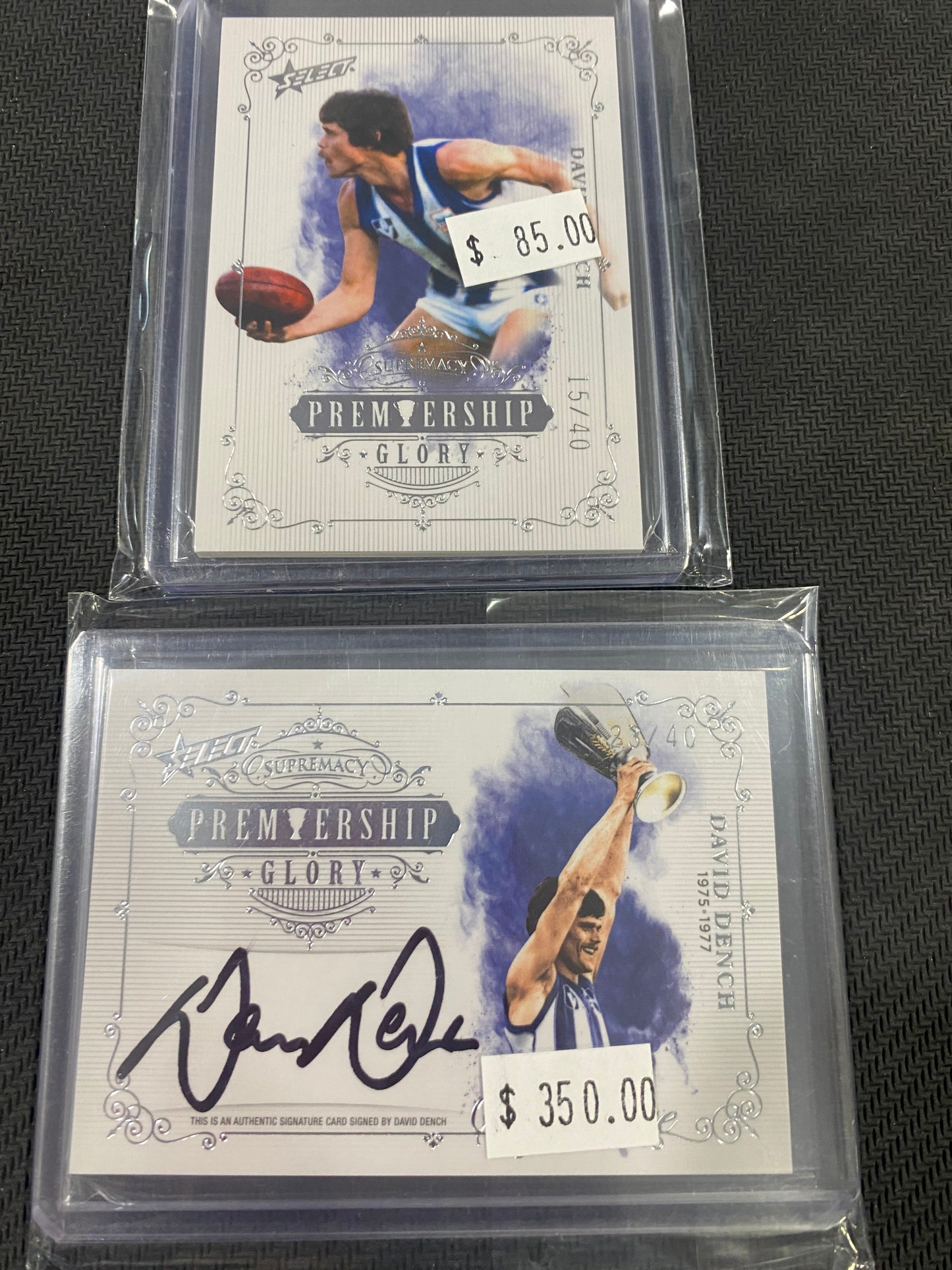 2019 AFL Select - Bundle - David Dench - Premiership Glory Insert 15/40 & Premiership Glory Signature 23/40