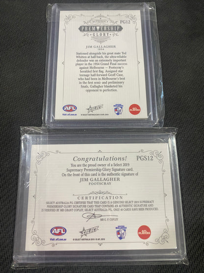 2019 AFL Select Supremacy - Bundle - Jim Gallagher - Premiership Glory Insert 10/40 & Premiership Glory Signature 22/40
