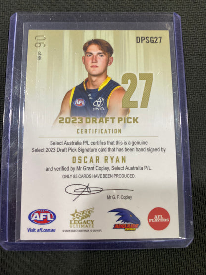 2024 AFL Select Legacy Ultimate - Oscar Ryan - Draft Pick Signature Gold 06/85