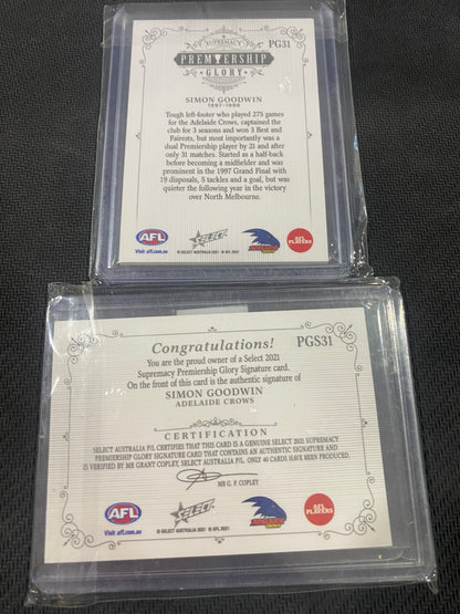2021 AFL Select Supremacy - Bundle - Simon Goodwin - Premiership Glory Insert 25/40 & Premiership Glory Signature 09/40