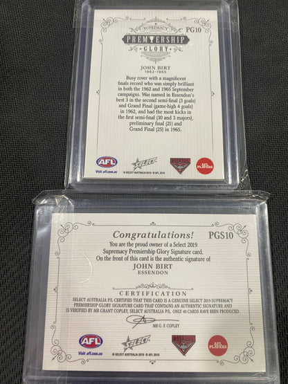 2019 AFL Select - Bundle - John Birt - Premiership Glory Insert 25/40 & Premiership Glory Signature 01/40