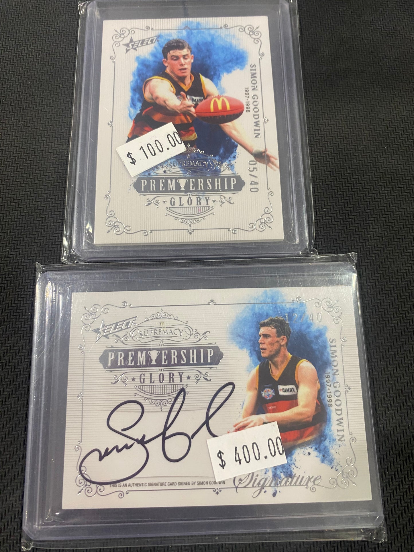 2021 AFL Select Supremacy - Bundle - Simon Goodwin - Premiership Glory Insert 05/40 & Premiership Glory Signature 12/40
