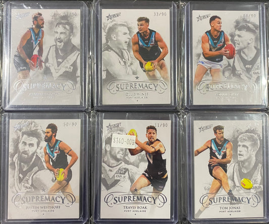 2019 AFL Select Supremacy 6 Card Team Set /90 - Boak, Jonas, Westhoff, Gray, Wines and Dixon