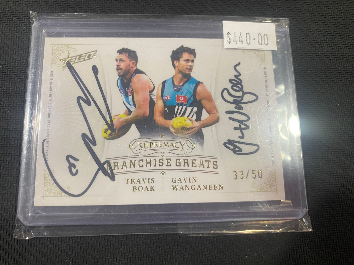 2024 AFL Select Suprrmacy - Travis Boak & Gavin Wanganeen - Franchise Greats Duel Signature 33/50