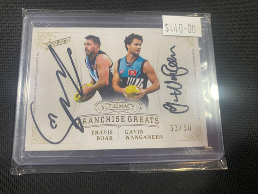 2024 AFL Select Suprrmacy - Travis Boak & Gavin Wanganeen - Franchise Greats Duel Signature 33/50