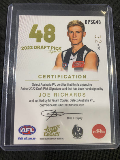2023 AFL Select Legacy - Joe Richards - Draft Pick Signature Gold 32/90