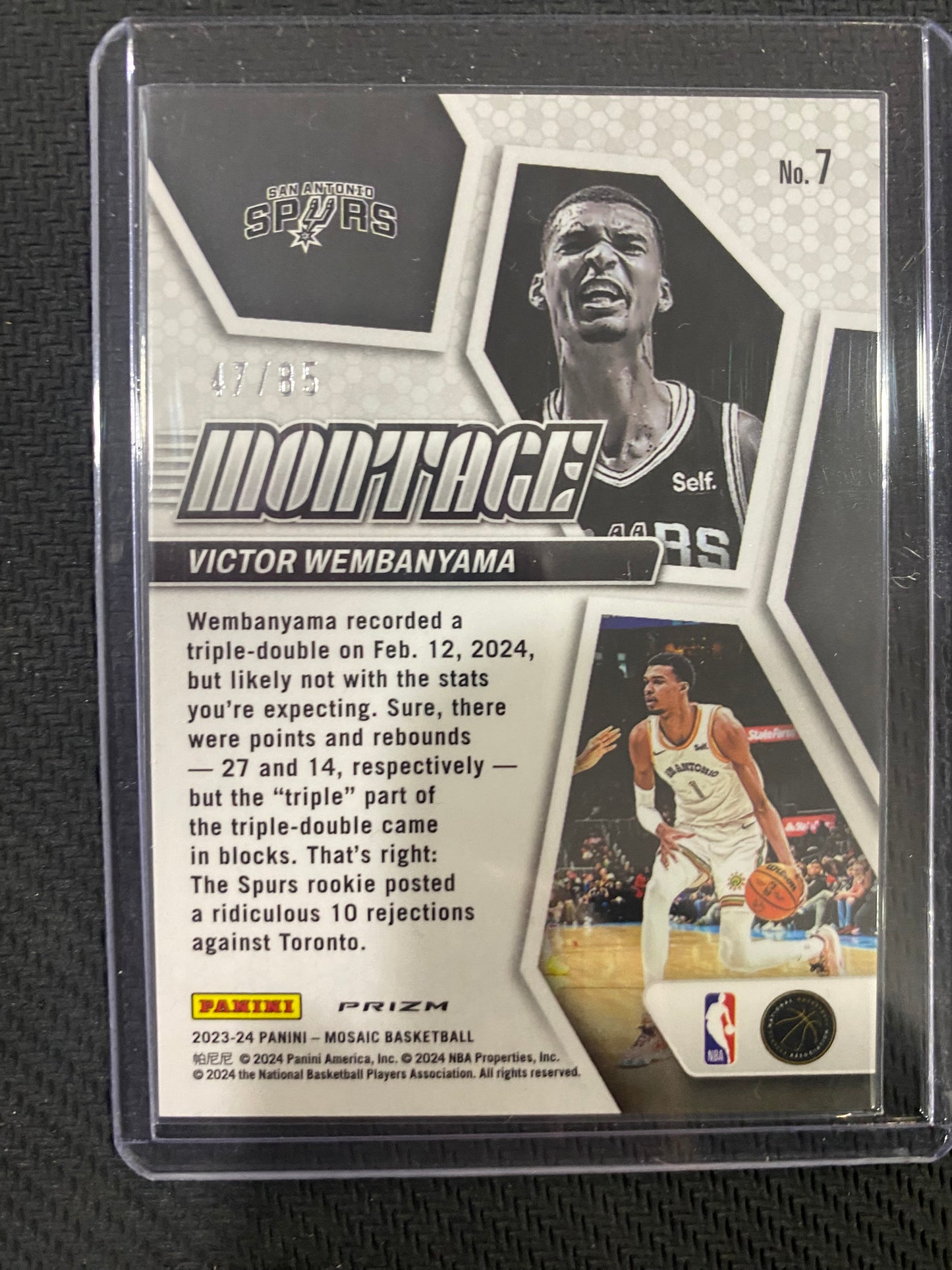 2023-24 Victor Wembanyama Rookie Mosaic Montage Blue Fast Break Prizm 47/85 (SEE PHOTOS FOR CONDITION)