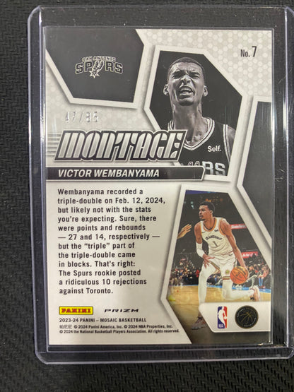 2023-24 Victor Wembanyama Rookie Mosaic Montage Blue Fast Break Prizm 47/85 (SEE PHOTOS FOR CONDITION)