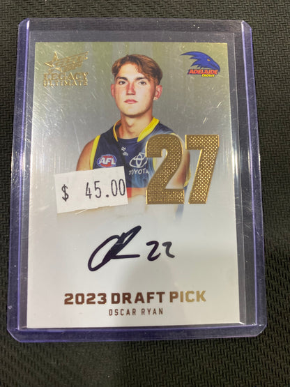 2024 AFL Select Legacy Ultimate - Oscar Ryan - Draft Pick Signature Gold 06/85