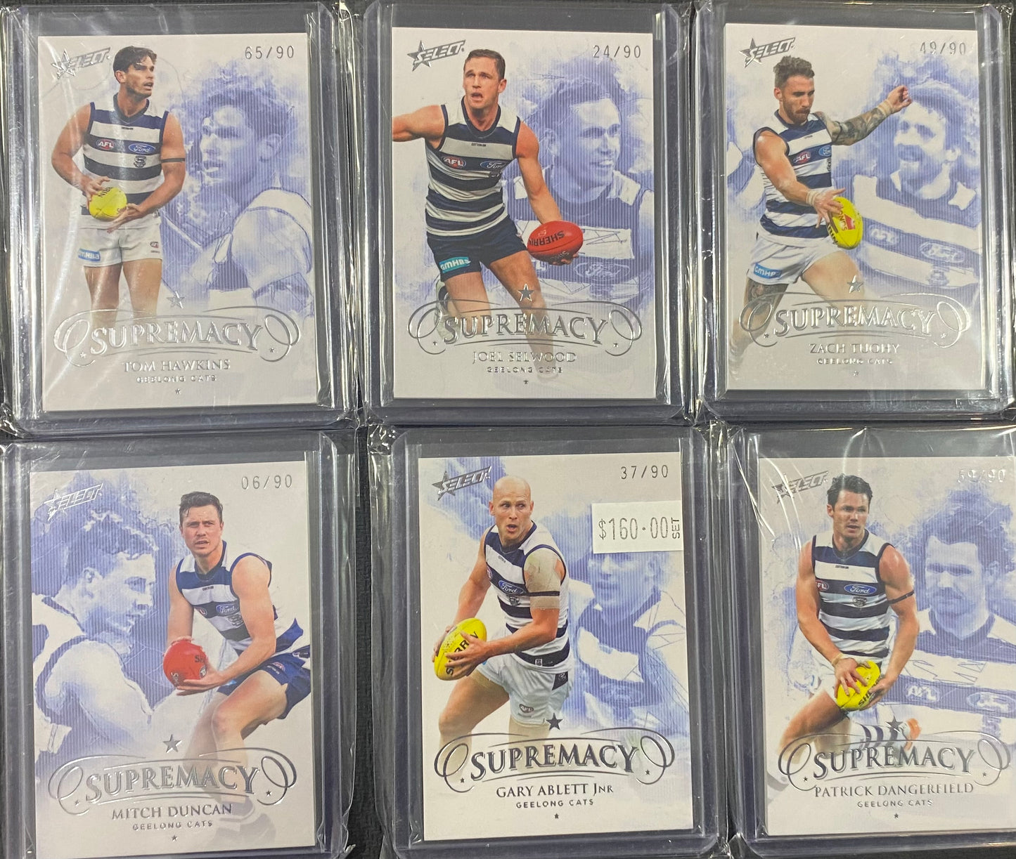 2019 AFL Select Supremacy 6 Card Team Set /90 - Ablett Jnr, Dangerfield, Duncan, Tuohy, Selwood and Hawkins