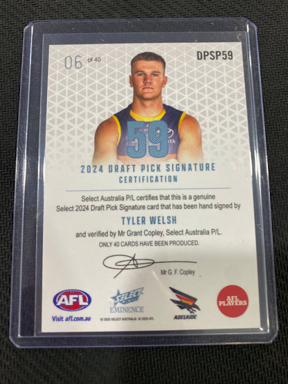 2024 AFL Select Eminence - Tyler Walsh - Draft Pick Signature Platinum 06/40